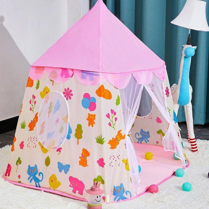 Tente tipi portable pour fille, forme de château de princesse