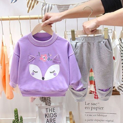 Sweat-Shirt Et Pantalon Pour Filles, Vêtements D'automne, Motif Renard, Pull-Over, Costume Pour Enfants, Mode, Mignon, Sport, Décontracté
