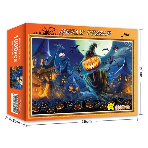 Puzzle Cadeau De Noël Pour Enfant, 1000 Pièces, Jouet D'halloween, Père Noël, Renne, Citrouille, Lanterne, Biscuits, Illustration, Cadeau De Noël