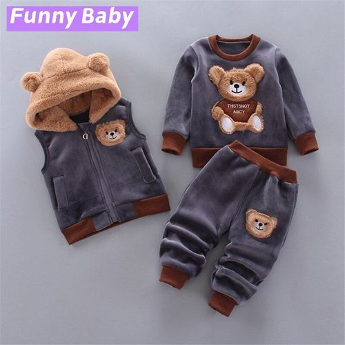 Ensemble De Vêtements En Velours Pour Enfants De 1 À 3 Ans, 3 Pièces/Ensemble, Gilet Épais Et Chaud, Costume Coréen Pour Filles Et Garçons, Tenue De Maison