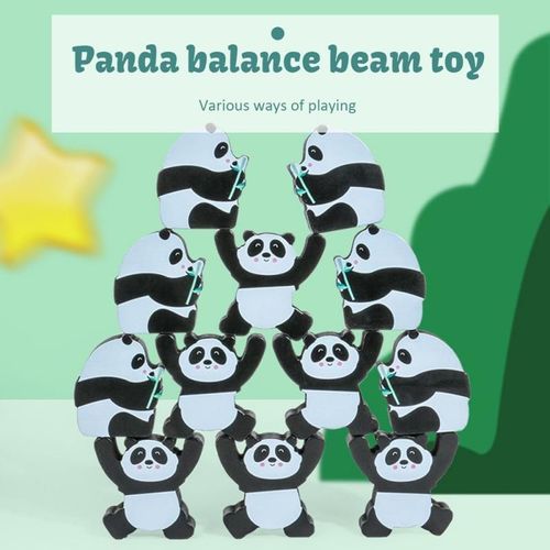 Jeu D'équilibre En Bois Montessori Pour Enfants, 12 Pièces, Panda, Dessin Animé, Jeu D'apprentissage Précoce, Bloc D'équilibre, Jouet Éducatif Pour Enfants