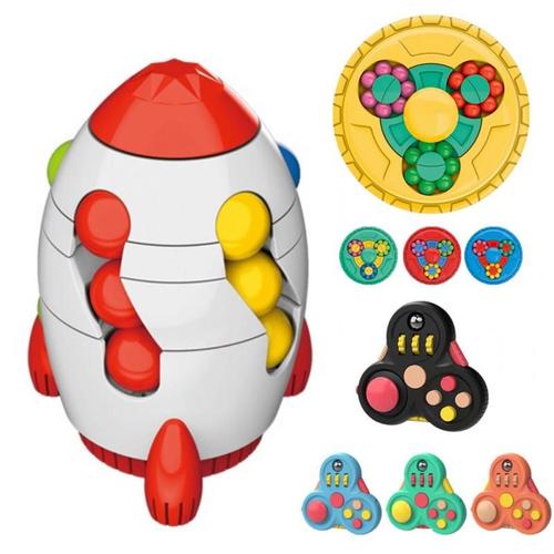 Spinner De Doigt De Haricot Magique Rotatif, Jouets Anti-Stress, Fidget Toys, Cube De Perles, Puzzle Pour Enfants, Jouets De Décompression, Cadeaux De Noël