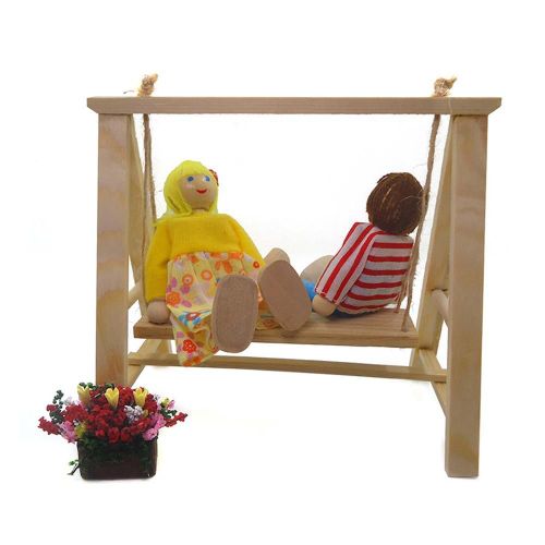 Balançoire En Bois Vierge Miniature, Modèle 1/12, Décoration D'aire De Jeux Pour Maison De Poupée