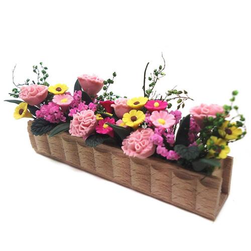 Pot De Fleurs En Bois, Modèle Réaliste, Long Et Miniature, Accessoire Pour Maison De Poupée, Diy, 1/12