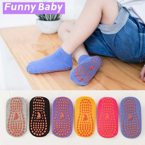 Chaussettes De Sol D'intérieur Antidérapantes Pour Enfants, En Silicone, Avec Poignées En Caoutchouc, Pour Bébés, Apprentissage Précoce, Pour Garçons Et Filles