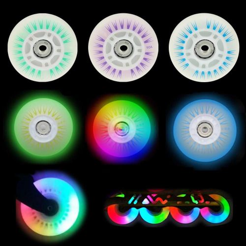 Patins À Roulettes Lumineux Et Clignotant Pour Enfant, Chaussures À Roulettes, Jouets Éducatifs, Cadeau, 76/80mm, 4 Pièces