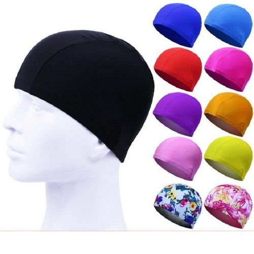 Bonnet De Bain En Tissu Polyester Pour Adultes Et Enfants, Très Extensible, Couleur Unie, Bonnet De Natation En Carton, Enveloppé Individuellement