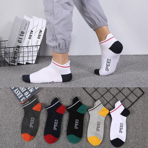 5 Chaussettes De Sport Paires/Lot Coton Pour Hommes, Chaussettes Respirantes À Tube Court De Cyclisme Pour Printemps Et Été