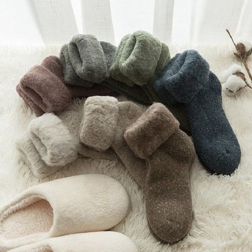 Chaussettes De Neige En Laine Très Épaisses Pour Femme, Socquettes De Neige En Velours, Grande Taille, Pour Le Ski, Hiver