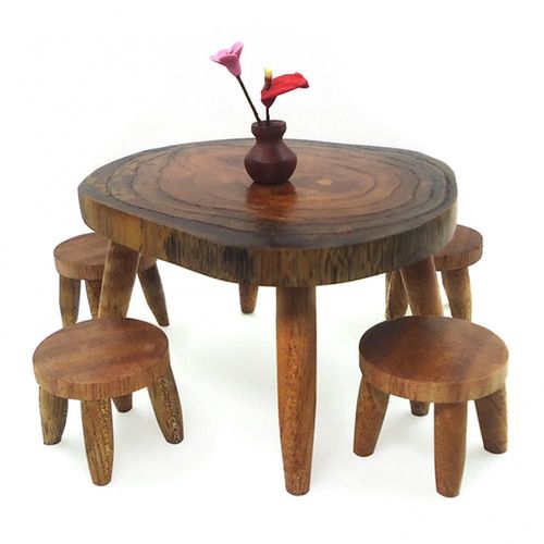 Ensemble De Meubles Miniatures Rétro, Table À Manger, Chaise, Modèle De Jouet, Maison De Poupée, Cadeau De Décoration, 1/12