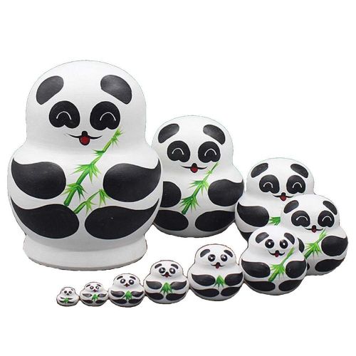 10 Poupées De Panda En Bois Pièces/Ensemble, Jouet De Nidification Russe, Artisanat Fait À La Main, Jouets Éducatifs Pour Enfants, Cadeau
