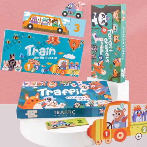 Puzzle Avec Chiffres En Bois, Scène De Circulation, Dessin Animé, Développement De L'intelligence, Jouets Éducatifs Pour Enfants, Cadeaux