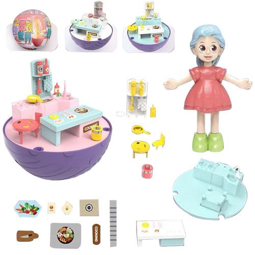 Mini Maison De Poupée En Plastique, Scène De Boule Surprise, Modèle De Cuisine, Figurines À Collectionner, Jouets Pour Enfants, Cadeaux De Noël
