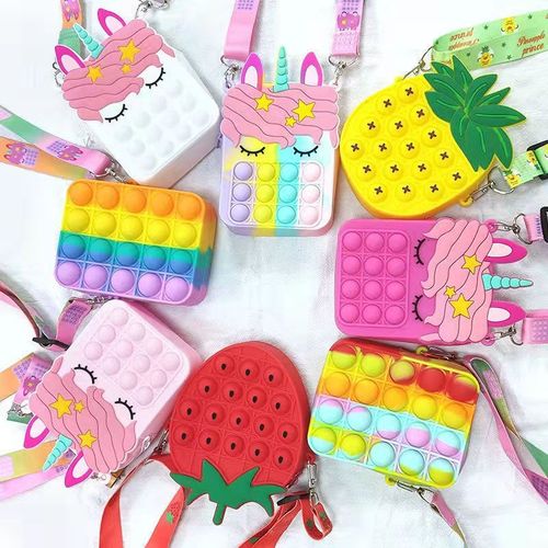 Sac À Bandoulière Anti-Stress Pour Enfants, Sacoche Anti-Stress, Corne De Cheval Arc-En-Ciel, Sac À Épaule Pour Filles, Tdah, Autisme, Besoin De Fidget Toy