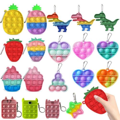 Mini Porte-Clés À Bulles En Forme De Dinosaure, Anti-Stress En Silicone, Jouets Simples Pour Adultes Et Enfants, Cadeaux