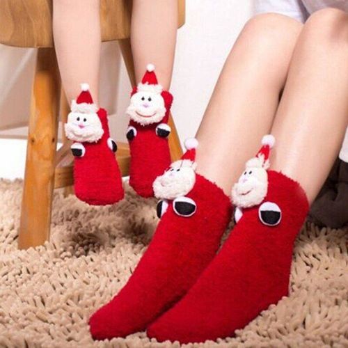 Chaussettes Antidérapantes En Polyester Pour Adultes Et Enfants, Style De Noël, Chaud, Motif Dessin Animé, Poupée Stéréo, Hauteur Du Genou, Offre Spéciale