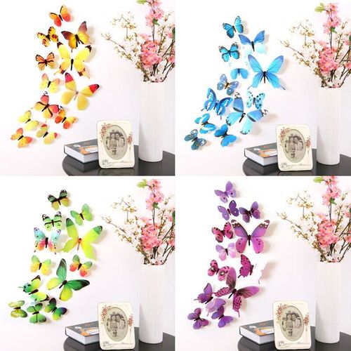 Lot De 12 Autocollants Muraux À Motif Papillon 3d En Pvc, Art Sur Le Mur, Décoration Du Nouvel An, Pour La Maison