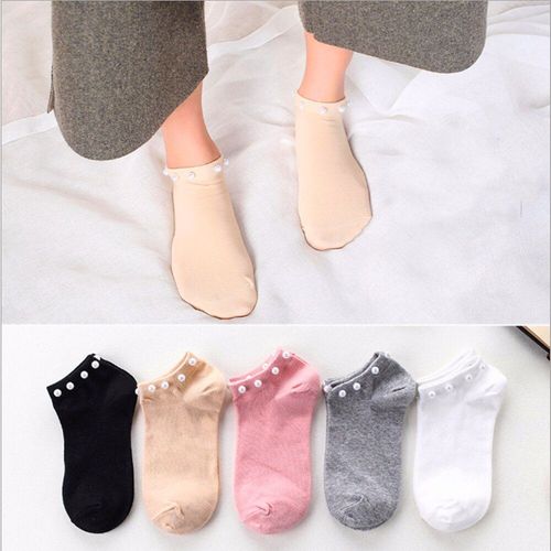 Chaussettes Courtes En Soie Et Cristal Pour Femmes, 1 Paire, À La Mode, En Argent, Avec Perles, Pour L'été, 2020