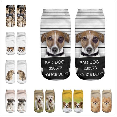 Chaussettes Unisexes À Imprimé Numérique 3d Pour Femmes, Chaussettes Courtes, Mignonnes, À La Mode, Bas De Cheville, Imprimé Chien Mignon, Offre Spéciale