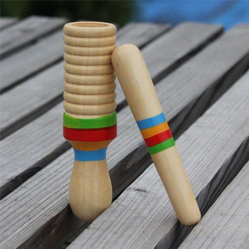Instrument De Musique En Bois Pour Enfants, Jouets Pour Enfants, Tube Sonore, Petit Anneau Simple, Cylindre De Percussion, Croak, Baril De Grenouille, 1 Ensemble