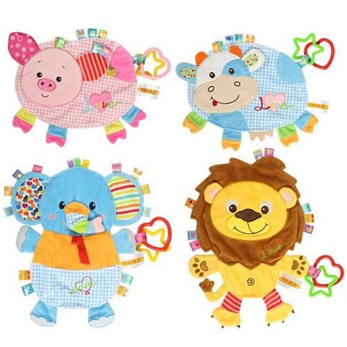 Serviette En Peluche Pour Bébé, Anneau En Caoutchouc, Poupée Confortable, Lion, Cochon, Éléphant, Hochets D'animaux, Dispositif Bb, Jouets Multifonctionnels, Serviette Pour Bébé