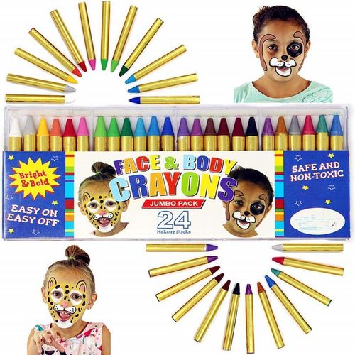 Crayons De Maquillage Pour Le Visage Et Le Corps Pour Enfants, 24 Couleurs, Accessoires De Maquillage Pour Fête Costumée D'halloween, Cosplay