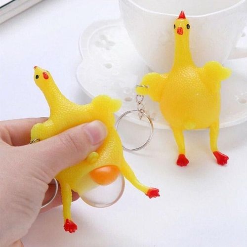 Porte-Clé Avec ¿Ufs De Poule, Nouveauté Amusante, Jouet Bondé, Boule Anti-Stress, Soulagement Du Stress, Cadeau De Vacances À La Mode