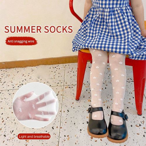 Chaussettes D'été Blanches En Maille Fine Pour Enfants De 3 À 12 Ans, 1 Paire, Pour Danse, Motif D'amour, Collants Pour Filles