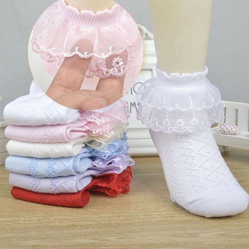 Chaussettes D'été Pour Bébés Filles, Avec Volants Blancs, En Dentelle, Princesse, En Coton, Respirantes, En Maille Fine, Pour Enfants De 1 À 15 Ans