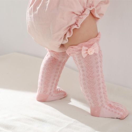 Chaussettes D'été Pour Enfants De 0 À 5 Ans, 3 Paires, En Maille Respirante, En Coton, À Volants Hauts, Chauffe-Jambes Pour Bébé