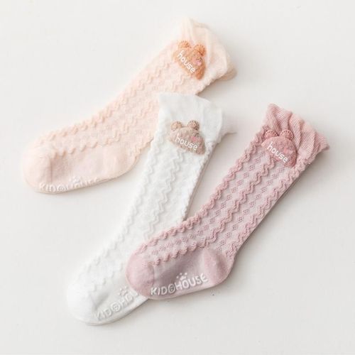 Chaussettes En Coton Pour Enfants De 0 À 5 Ans, 3 Paires De Couleurs Mélangées! Chaussettes En Maille Fine À Volants Pour Bébés, Chauffe-Jambes, Mignonnes Chaussettes Hautes Pour Filles