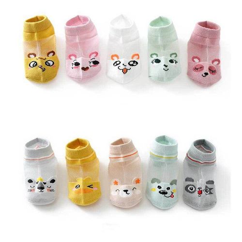 Lot De 5 Paires De Chaussettes D'été En Maille Fine, En Soie, Pour Garçon Et Fille, Pour Bébé, Bottines Bateau, Respirantes, Pantoufles En Coton, De 1 À 12 Ans