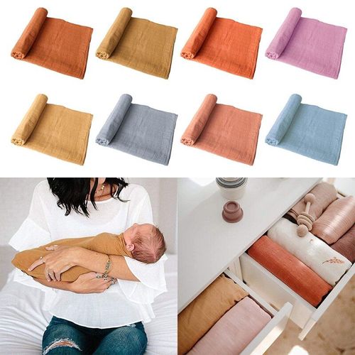 Couverture De Bébé En Gaze Douce 120x120cm, Enveloppe D'emmaillotage Pour Nouveau-Né, Sac De Nuit, Housse De Poussette, 1 Pièce