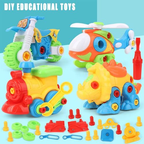 Jouet De Construction De Dinosaure Pour Enfant, Bricolage, Vissage, Assemblage D'avion, Moto, Train, Modèle De Garçon, Ensemble De Jouets Montessori, Puzzle, Écrou, Block Stoys
