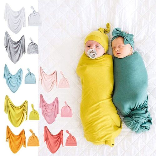 Ensemble D'emmaillotage Doux Avec Chapeau Pour Bébé, 2 Pièces, Pour Garçons Et Filles, Couverture D'emmaillotage, Accessoires Photo Pour Nourrissons