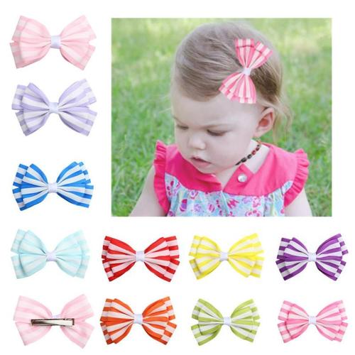 Barrettes À Cheveux Pour Fille, 10 Couleurs/Ensemble, Épingle À Cheveux, Double Couche, Rayée, Couleur Bonbon, Bébé Fille, Accessoire De Cheveux, Couvre-Chef Pour Enfants 