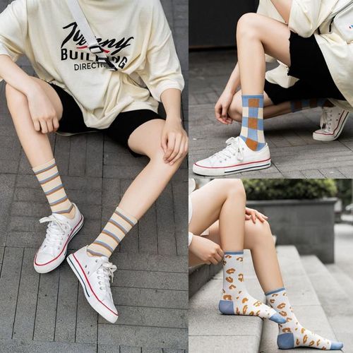 Chaussettes Pour Enfants En Pur Coton, Fines, Motif À Carreaux Rayés, Pour Garçons Et Filles, Longues, Durables, Simples, Classiques, Printemps Et Été
