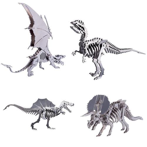 Puzzle 3d En Acier Inoxydable, Modèle Assemblé À Monter Soi-Même, Ornements Détachables-Ice Dragon Spinosaurus Tyrannosaure Avec Support
