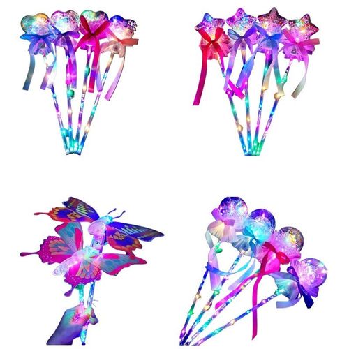 Baguette Magique Clignotante Led Pour Filles, Jouet De Cosplay, Bâton De Princesse, Avec N¿Ud Papillon, Cadeau De Pâques, Brille Dans La Nuit, 1 Pièce