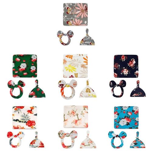 Bandeau D'emmaillotage Pour Nouveau-Né, 3 Pièces, Ensemble Chapeau, Couverture De Réception Pour Bébé, Sac De Nuit, Kit Bandeau Pour Cheveux Pour Nourrissons