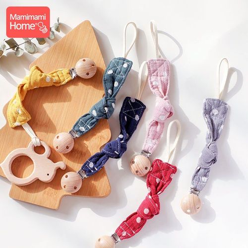 Attache-Sucette En Bois, 1 Pièce, Clips De Sucette, Chaîne À Points, Anneau De Dentition En Bois, Factice Nouveau-Né, Tissu Absorbant Pour Enfants, Produit D'alimentation