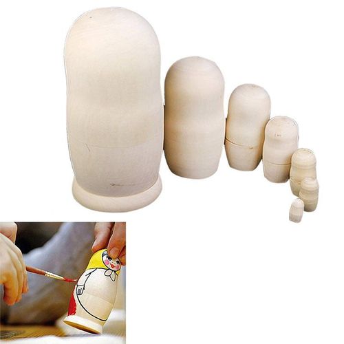 Poupées Russes Matryoshka En Bois Pièces/Ensemble, Bricolage À La Main, Embryon Vierge Non Peint, Cadeau Artistique Pour Enfants @ -17