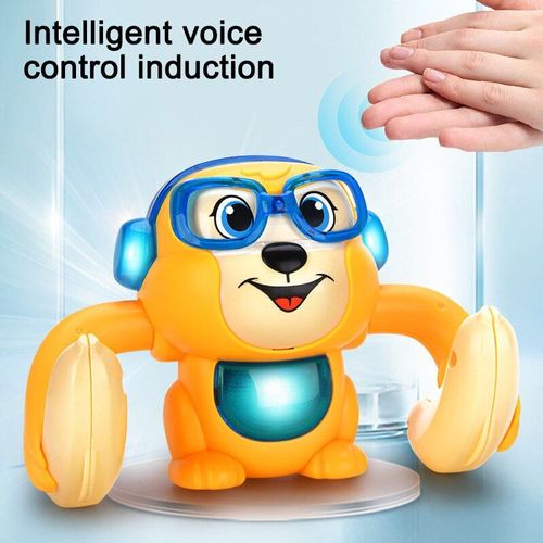Poupée D'animal Singe Mignon, Jouet Électrique Musical Pour Enfants, Retournement À 360 Degrés, Commande Vocale Lbv