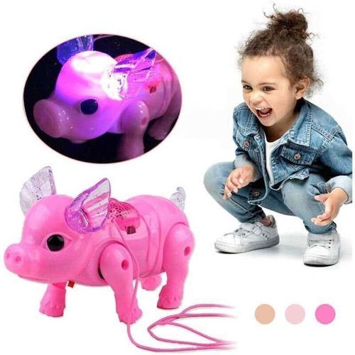 Jouet Cochon Électrique Lumineux, Cochon De Dessin Animé Avec Laisse, Musique Légère, Jouet De Marche, Lbv