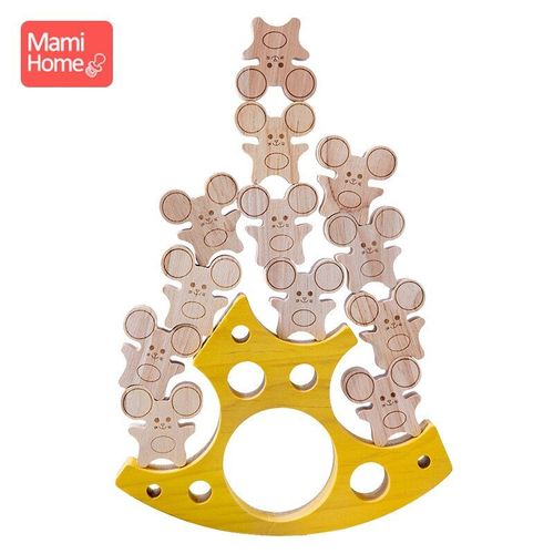 Jouets À Empiler En Bois Souris Fromage, Jeux Éducatifs Montessori, Exercice D'équilibre, Cadeaux Pour Enfants