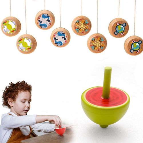 Jouets Gyro en bois pour enfants, 2 pièces, Fruits colorés, Yoyo Beyblade, jouets éducatifs, cadeaux d'anniversaire pour enfants