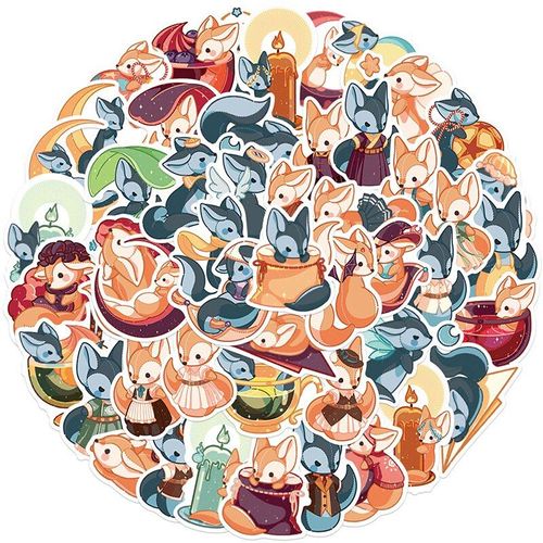 Autocollants Imperméables De Renard De Dessin Animé, 50 Pièces, Pour Bricolage, Ordinateur Portable, Bagages, Réfrigérateur, Décor, Pvc, Jouets Pour Enfants
