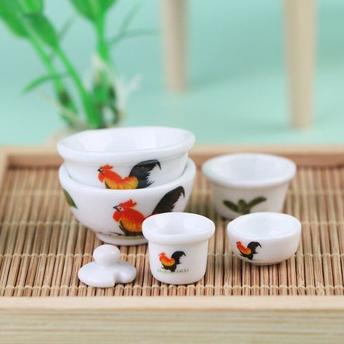 Maison De Poupée Miniature 1:12, Bol Coq En Céramique, Pots Tasse Plat Vaisselle Modèle Poupée Décor De Cuisine 1 Pièce