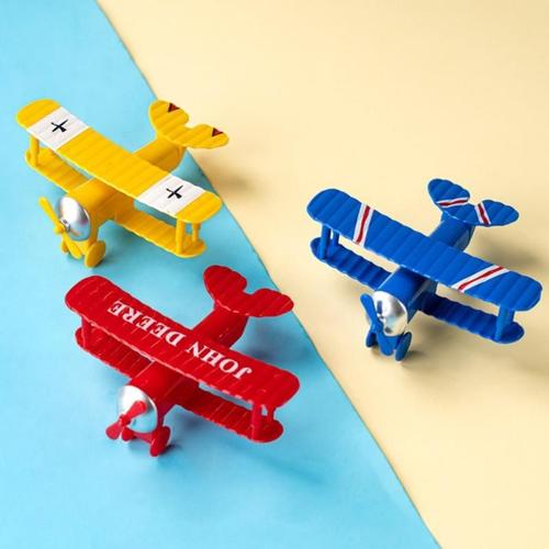 Mini Figurines De Biplan Miniature Pour Maison De Poupée, 1 Pièce, Modèle D'avion En Fer Métallique Pour Décoration De La Maison