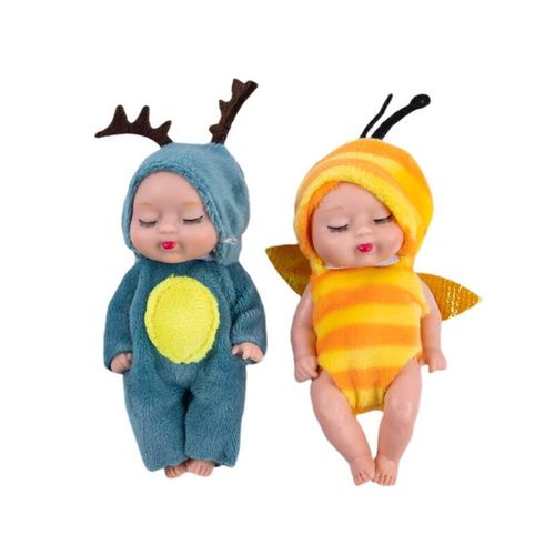 Poupée De Bébé Super Mignon, Costume Animal De 3.5 Pouces, Cerf/Abeille/Ours/Lapin, Jouet De Simulation De Sommeil Pour Enfants